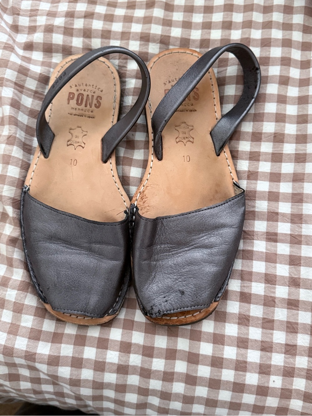 Classic PONS Leather Slingback Sandals in Dark Brown